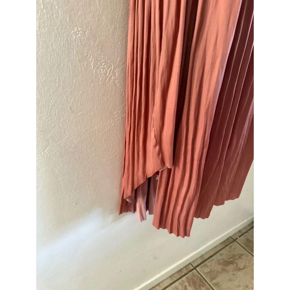 Ulla Johnson Womens One Shoulder Plisse Pleated Ruffle Midi Dress Rose Pink Sz 4